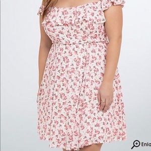 SALE - Off the shoulder minidress pink flowers